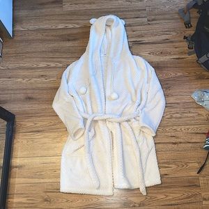 Cream colored robe with hood